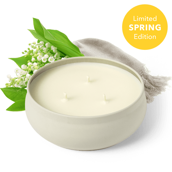 white lily scented candle Linen 3-Wick Candle